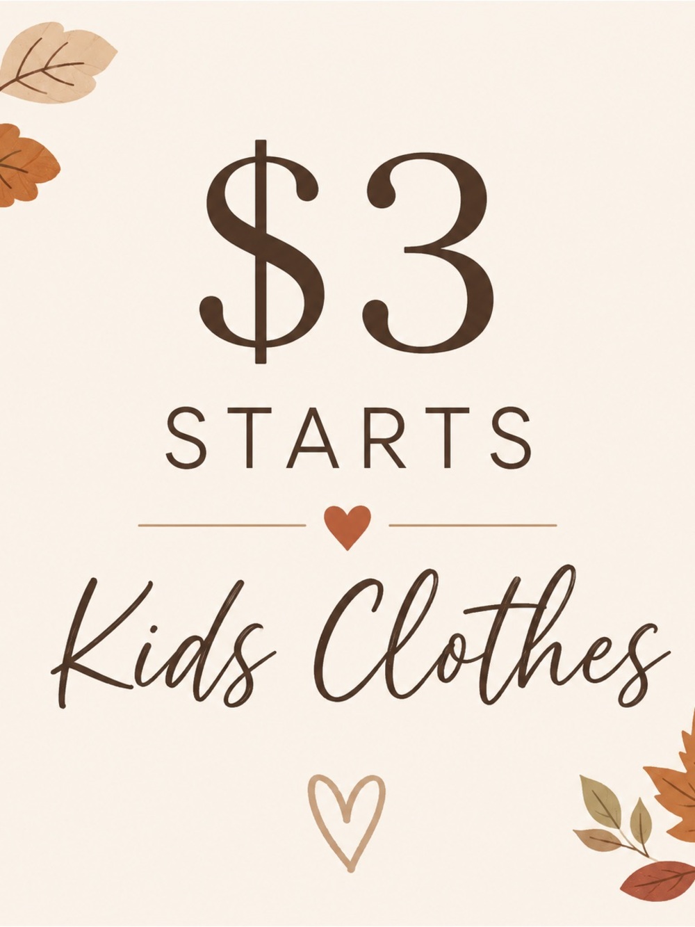 Kids Clothes Sale Sign - Neutral Beige & Brown